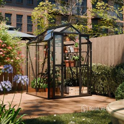 Royal Well Anne 1 tuinkas met veiligheidsglas en fundering - zwart Royal Well Anne 1 tuinkas met veiligheidsglas en fundering - zwart