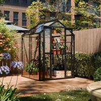Royal Well Anne 1 tuinkas met veiligheidsglas en fundering - zwart