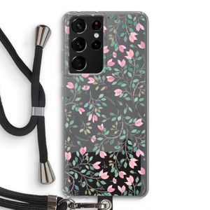 Sierlijke bloemen: Samsung Galaxy S21 Ultra Transparant Hoesje met koord