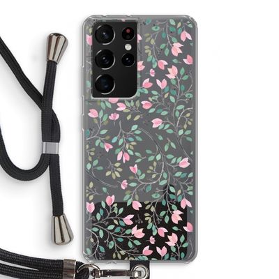 Sierlijke bloemen: Samsung Galaxy S21 Ultra Transparant Hoesje met koord