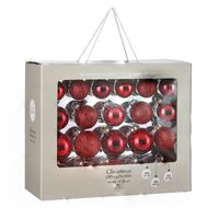 42x Glazen kerstballen rood 5-6-7 cm mat/glans - thumbnail