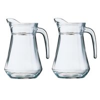 2x stuks glazen schenkkan/karaf 1 liter