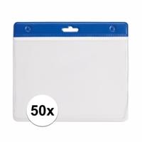 Multipack van 50x stuks Badgehouders - blauw - 11,5 x 9,5 cm - voor aan een lanyard of keycord