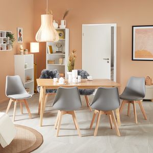 tectake - 4 eetkamerstoelen Friederike - grijs - 403815