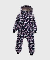 Waterproof Softshell Overall Comfy Rainbows And Butterflies Dark Blue Jumpsuit - thumbnail