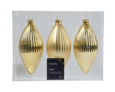 Olijf glas d6h13 cm licht goud 3st - Decoris