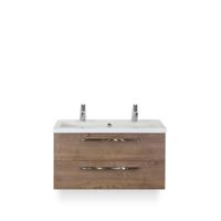 Seville Badmeubelset 100 cm - Tabacco - Wastafel Djazz 2 kraangaten