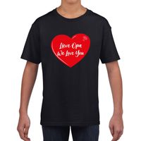 Lieve opa we love you t-shirt zwart voor kinderen - thumbnail