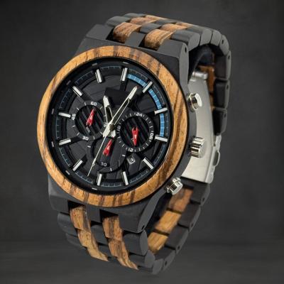 TimberWood Stratos™ - Heren horloge Zwarte Ebony & Zebra Hout