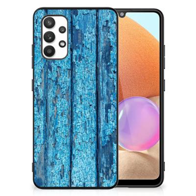 Samsung Galaxy A32 4G | A32 5G Enterprise Editie Houten Print Telefoonhoesje Wood Blue