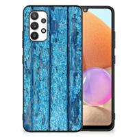 Samsung Galaxy A32 4G | A32 5G Enterprise Editie Houten Print Telefoonhoesje Wood Blue