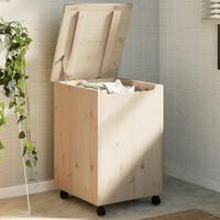 VidaXL Wasmand met wielen rana 45x45x64 cm massief grenenhout