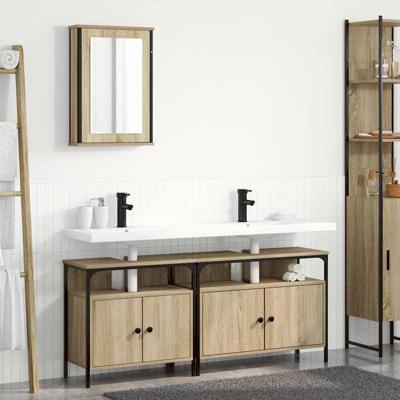 Badkamermeubelset 3 pcs Bruin 80 x 30 x 60 cm Bewerkt hout