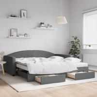 Slaapbank onderschuifbed en lades 100x200 cm stof donkergrijs