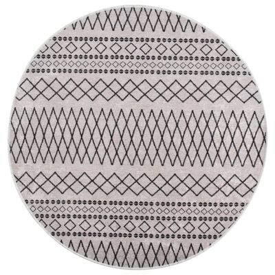 VidaXL Vloerkleed wasbaar anti-slip ø120 cm zwart en wit