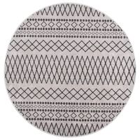 VidaXL Vloerkleed wasbaar anti-slip ø120 cm zwart en wit