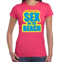 Foute party Sex on the beach verkleed t-shirt roze dames - Foute party hits outfit/ kleding - thumbnail