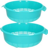 Forte plastics kunststof keuken vergieten 2x combiset blauw 27 x 10 cm en 23 x 9 cm