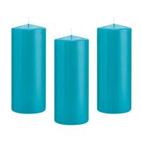 Cilinderkaars/stompkaars - 10x - turquoise - 8 x 20 cm - 119 branduren - thumbnail