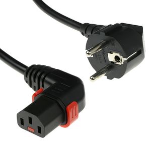 ACT AK5261 230V Stroomkabel CEE7/7 (Haaks)/C13 (Haaks Rechts) Lockable Zwart - 1 meter