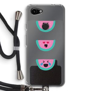 Smiley watermeloen: Pixel 3a Transparant Hoesje met koord