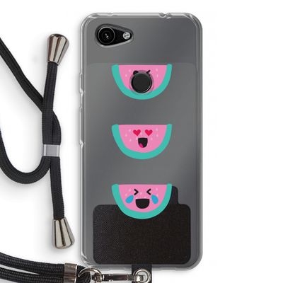 Smiley watermeloen: Pixel 3a Transparant Hoesje met koord