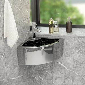 VidaXL Wastafel met overloop 45x32x12,5 cm keramiek zilverkleurig