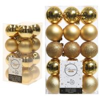 Kerstversiering kunststof kerstballen goud 4-6 cm pakket van 46x stuks - thumbnail