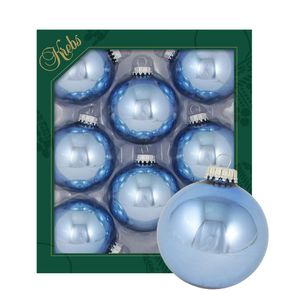 Kerstballen - 8x stuks - lichtblauw - glas - 7 cm - glans