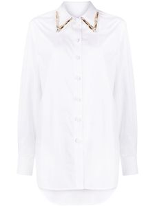 AREA chemise en coton à ornements en cristal - Blanc