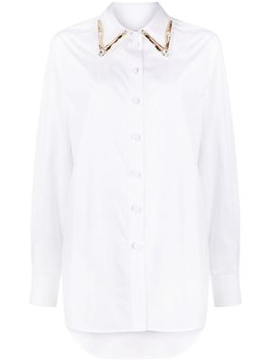 AREA chemise en coton à ornements en cristal - Blanc