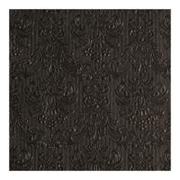 Servetten Luxe - 15x stuks - 40 x 40 cm - zwart - barok patroon - 3 laags
