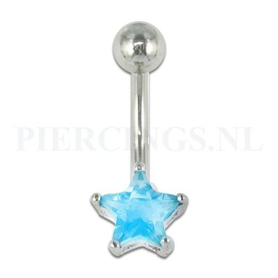 Navelpiercing ster aquamarijn