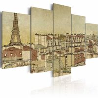 Schilderij - Parijs door de eeuwen heen ,  5 luik, Beige/Bruin, 2 maten, Premium print