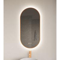 Badkamerspiegel Aura | 40x100 cm | Ovaal | Indirecte LED verlichting | Touch button | Met spiegelverwarming - thumbnail