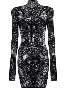 Balmain robe cintrée à imprimé graphique - Noir