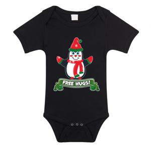 Kerst baby rompertje - zwart - pinguin - free hugs - Kerst cadeau