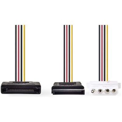 Nedis Interne Voedingskabel SATA 15-Pins Male - SATA 15-Pins Female + Molex Female 0,15 m