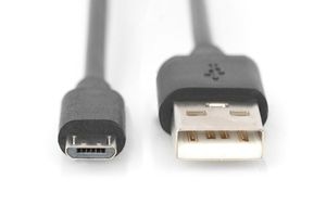 Digitus 1m, USB2.0-A/USB2.0 micro-B USB-kabel USB A Micro-USB B Zwart