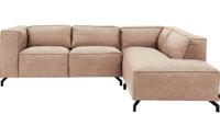 Goossens Bank Calvin bruin, micro leer, 2-zits, modern design met ligelement rechts