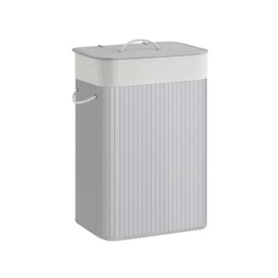 Opvouwbare bamboe wasmand, Grijs / 72 L