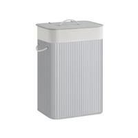 Opvouwbare bamboe wasmand, Grijs / 72 L