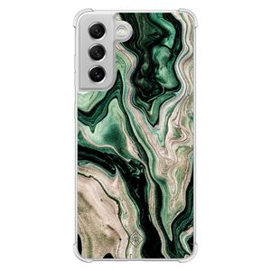 Samsung Galaxy S21 FE shockproof hoesje - Green waves