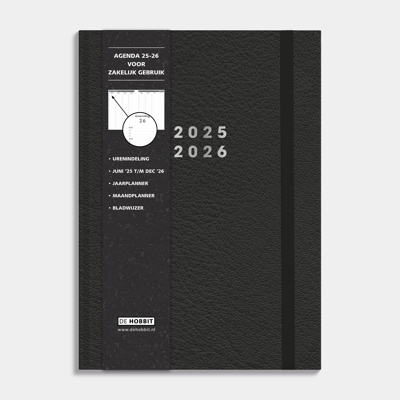 A4 Afsprakenagenda 2025 - 2026 Lederlook Zwart