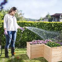 Vierkante Moestuinbak van Dennenhout met Open L-Vormige Basis Verhoogde Plantenbak voor Groenten en Fruit voor Tuin Binnenplaats