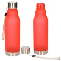 Waterfles/drinkfles/sportfles - 2x - rood - kunststof - rvs - 600 ml - thumbnail