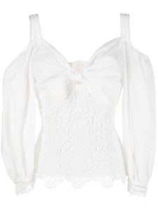 Gemy Maalouf blouse en dentelle à manches bouffantes - Blanc