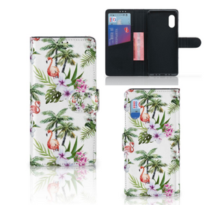 Samsung Xcover Pro Telefoonhoesje met Pasjes Flamingo Palms