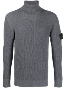 Stone Island pull nervuré à patch Compass - Gris