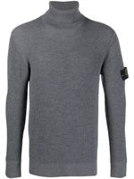 Stone Island Compass-patch ribbed-knit jumper - Gris